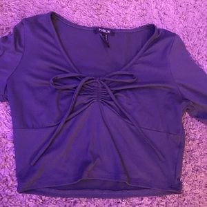 Long sleeve tie front crop top